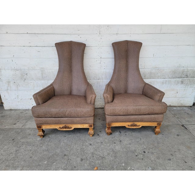 1980s Hollywood Regency High Back Chairs - Set of 2 For Sale In Los Angeles - Image 6 of 18