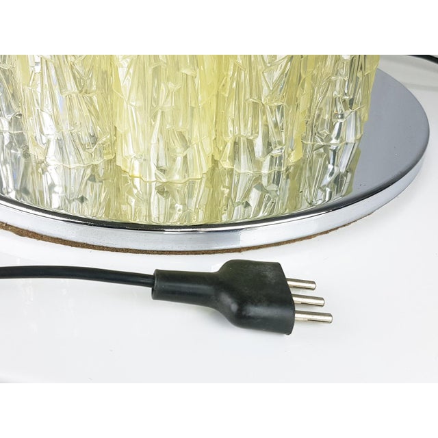 Metal Large Chrome-Plated Metal and White and Green Plastic Table Lamp, 1960s For Sale - Image 7 of 11