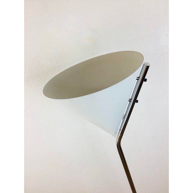 1960s Vintage 1960s Mid Century Modern Memphis Style White & Chrome Torchiere Floor Lamp For Sale - Image 5 of 7
