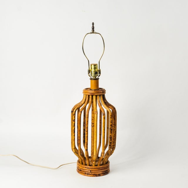 Mid 20th Century Mid Century Modern Burnt Bamboo Table Lamp Bentwood Statement Lamp For Sale - Image 4 of 13