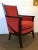 Stylish Transitional Hickory Chair Red Beck Lounge Chair, black wood frame, red upholstery weight designer fabric,...