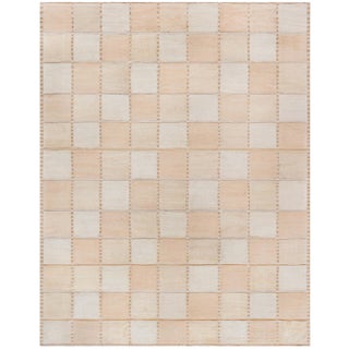 "Carre" Modern Grid Beige And Pale Sand Oversized Rug by Doris Leslie Blau For Sale