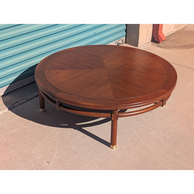 Mid Century Modern Round Walnut Coffee Table by Heritage, C1960s For Sale - Image 11 of 13