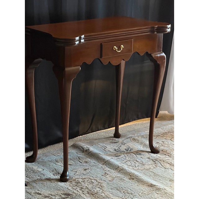 Brown Queen Anne Folding Game Table For Sale - Image 8 of 12