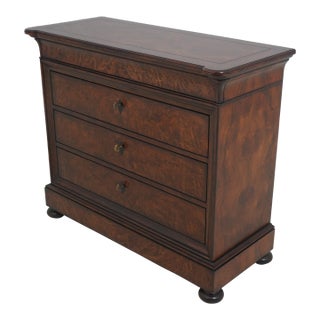 Continental Style 4 Drawer Burl Walnut Chest For Sale