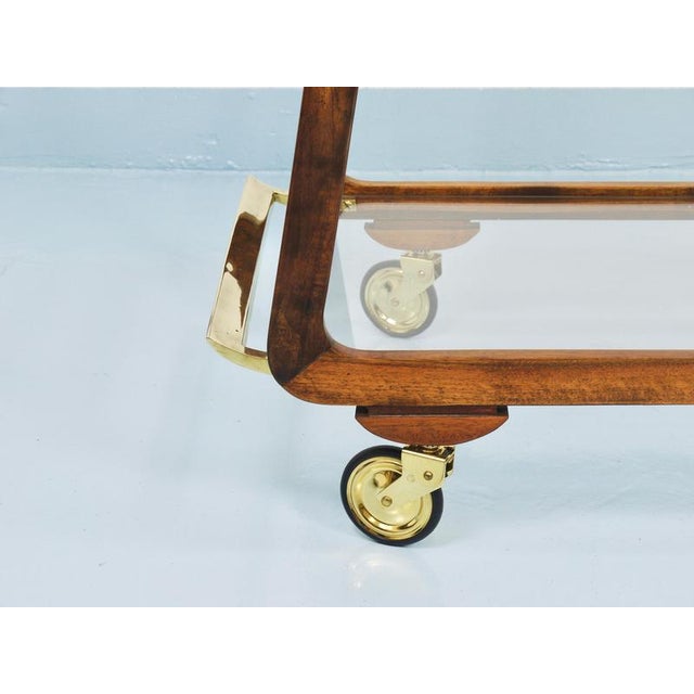 Mid-Century Modern Walnut and Brass Bar Cart by Oswald Haerdtl, 1950s For Sale - Image 6 of 18