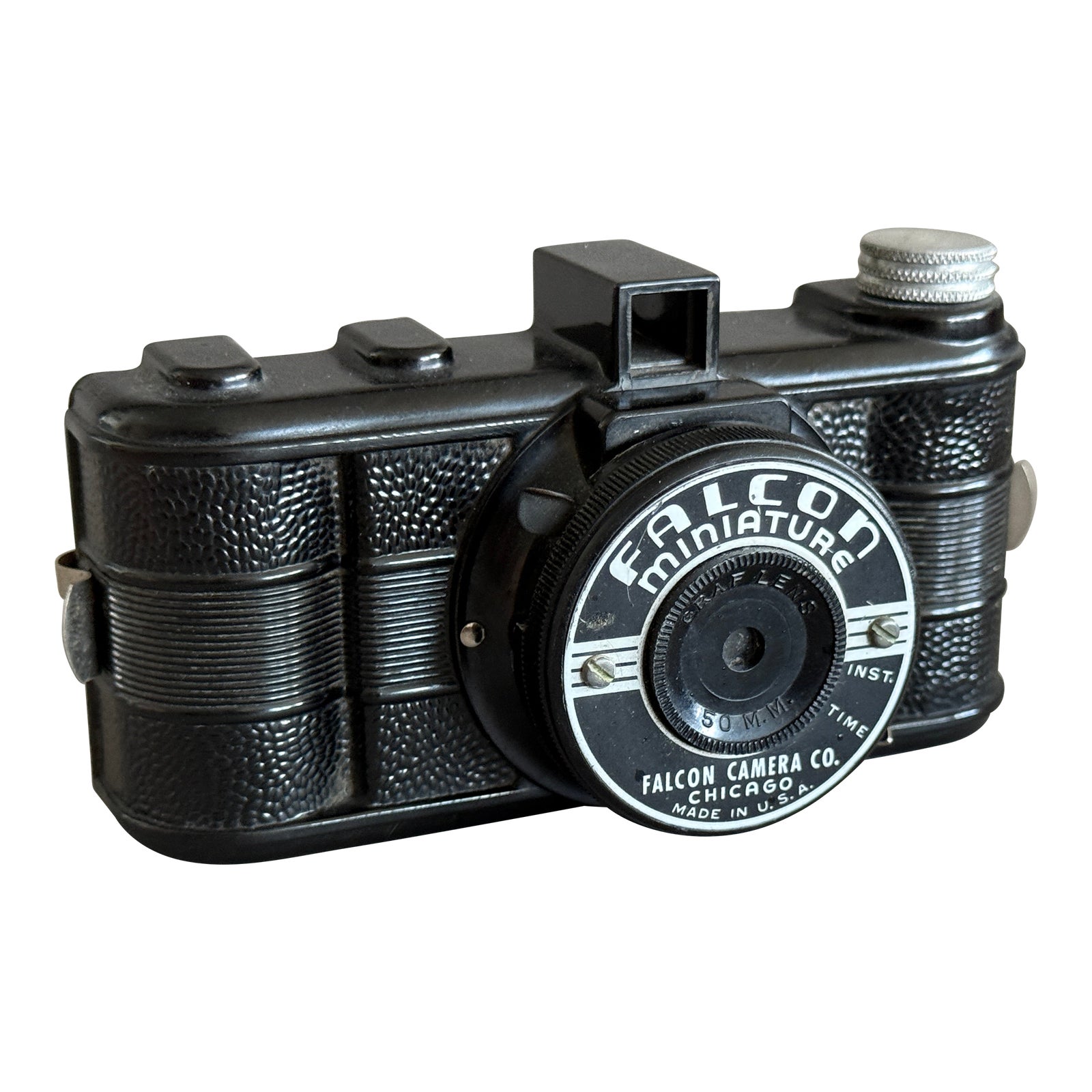 Vintage 1940s Falcon Miniature Art Deco Black Bakelite Camera | Chairish