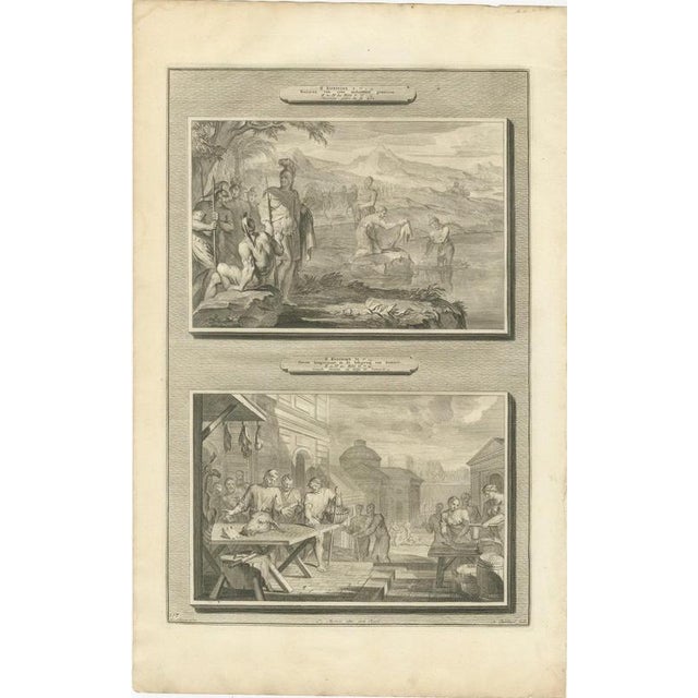 Baroque Pieter Mortier, Naaman Healed in the Jordan and Famine in Samaria, Pieter 1700, Engraving For Sale - Image 3 of 12