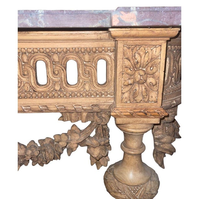 19th Century Pair of 19th Century French Louis XIV Style Console Tables With Marble Tops For Sale - Image 5 of 10
