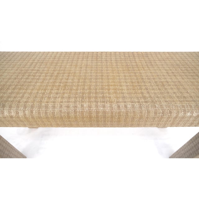 lacquered Grass Cloth Mid Century c1970s Console Sofa Table MINT