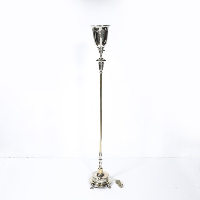 Classical Hollywood Regency Silvered Bronze Torchiere For Sale In New York - Image 6 of 12