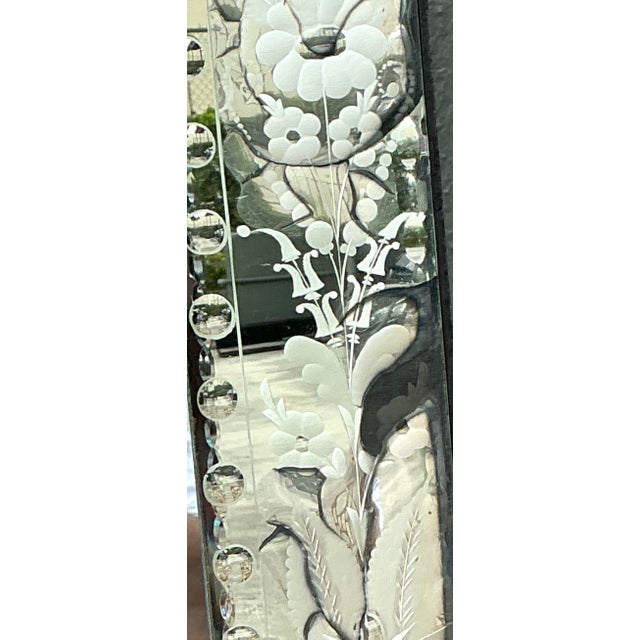 Glass Vintage Etched Venetian Mirror For Sale - Image 7 of 12