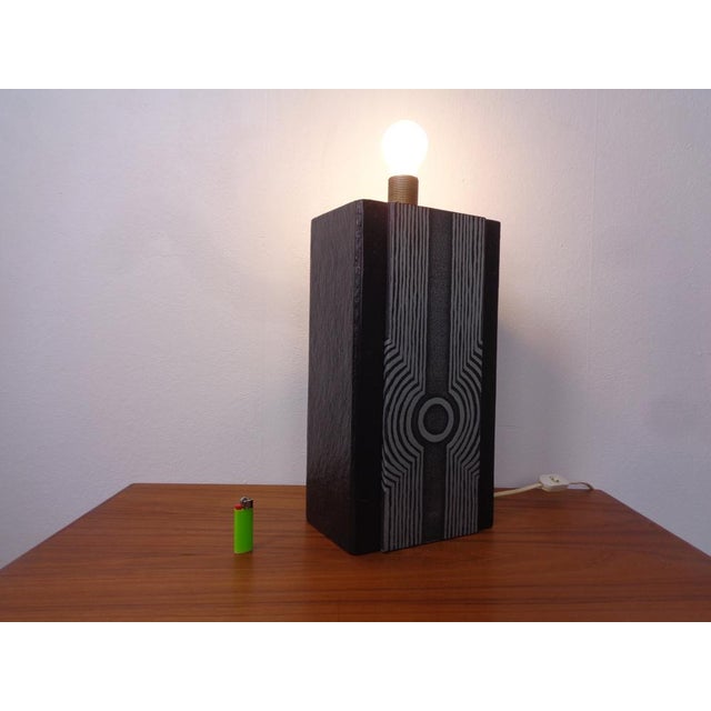 Wood Brutalist Table Lamp from Temde, Switzerland, 1960s For Sale - Image 7 of 18