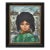 1960 Andre Daude Big Eyed French Girl Painting Oil Canvas Black Frame Green Coat For Sale
