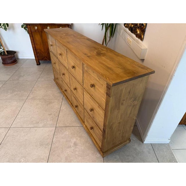 Rustic Chest of 12 Drawers in Softwood For Sale - Image 10 of 12