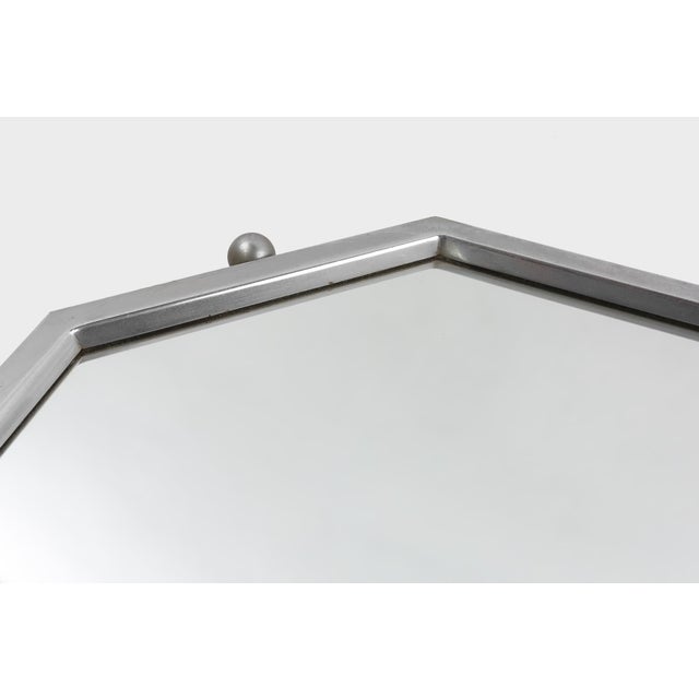 Art Deco Octangular Mirror in Nickeled Copper, France, 1920s For Sale - Image 9 of 11