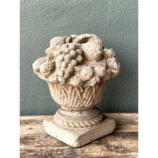 Vintage Concrete Fruit Basket Sculpture For Sale - Image 12 of 18