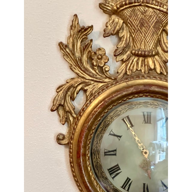 Mid-Century Italian Neoclassical Giltwood Wall Clock by Palladio. For Sale - Image 9 of 12