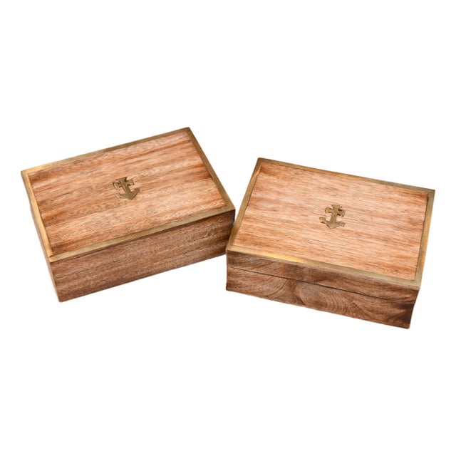 Vintage Wooden Decorative Storage Dresser Boxes—A Pair For Sale