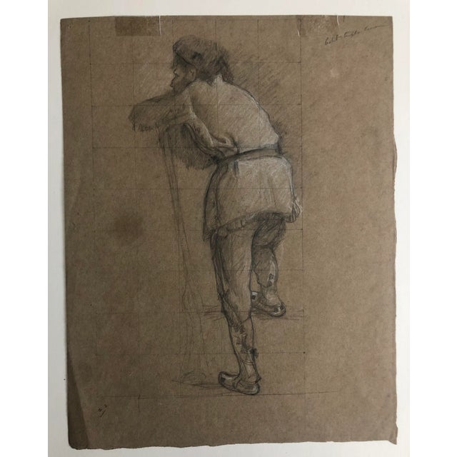 1890s Douglas Volk Old West Portrait Drawing For Sale - Image 4 of 6