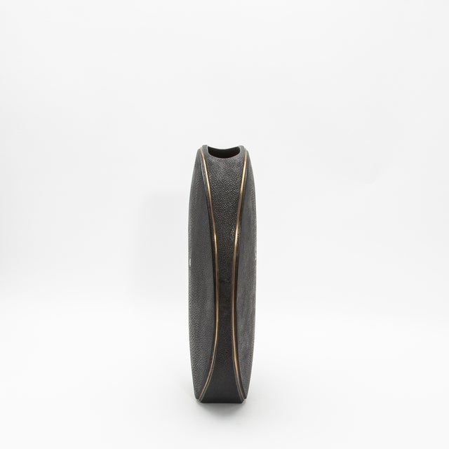 2020s Shagreen Vase With Brass Details by R&y Augousti For Sale - Image 5 of 8