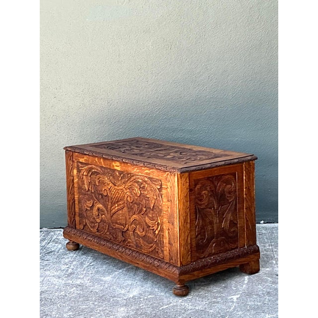 Vintage Carved Wood Lyre Trunk For Sale - Image 12 of 12
