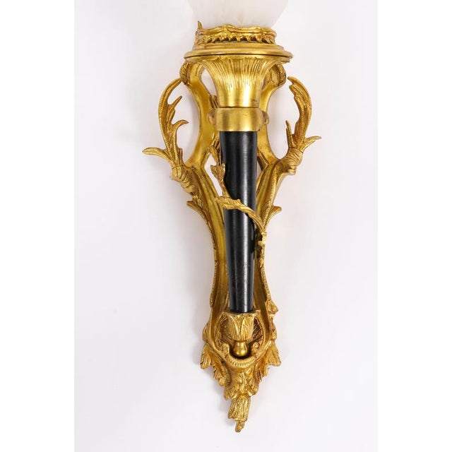 Antique Rococo Revival Ormolu and Glass Wall Lights, 1890s, Set of 2 For Sale - Image 5 of 10