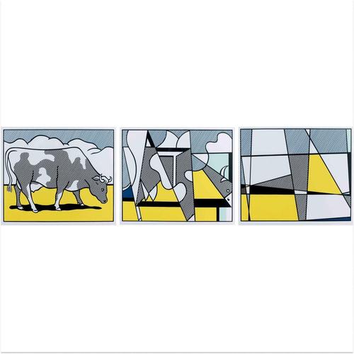Roy Lichtenstein, Cow Going Abstract Triptych, 1985, Lithographs, Set of 3 For Sale - Image 5 of 5