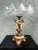 Metal Vintage Bohemian Style Opal Glass Tazza With Green Trim on Cherub Pedestal Base For Sale - Image 7 of 12