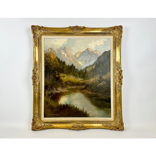 Josef Heinrich Thomas, Sonnenspitze Landscape, Oil on Canvas, 1970s, Framed For Sale - Image 12 of 12
