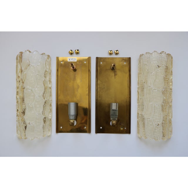 Glass and Brass Wall Lights by Carl Fagerlund for Orrefors, 1960, Set of 2 For Sale - Image 10 of 18
