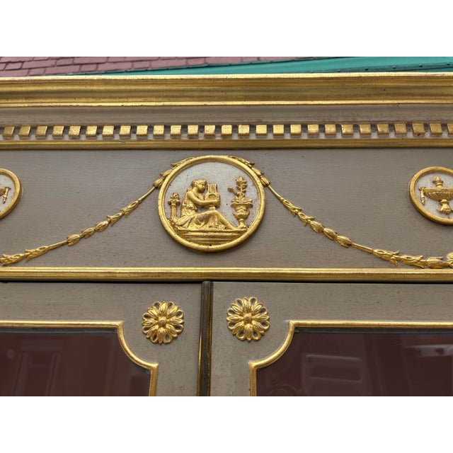 Wood Elegant Mid-Century Hollywood Regency Hand Painted Cabinet For Sale - Image 7 of 11