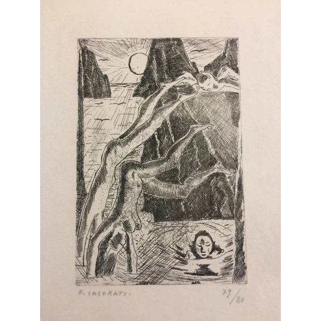 I Tuffatori a Capri - Original Etching by Felice Casorati - 1949 1949 For Sale