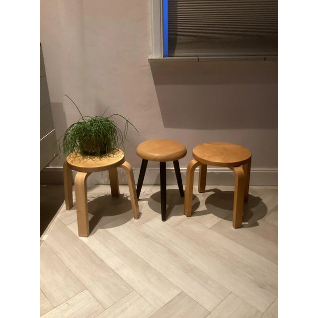 Mid-Century Modern Vintage Stools in Style of Aalto Perriand, Set of 3 For Sale - Image 3 of 10