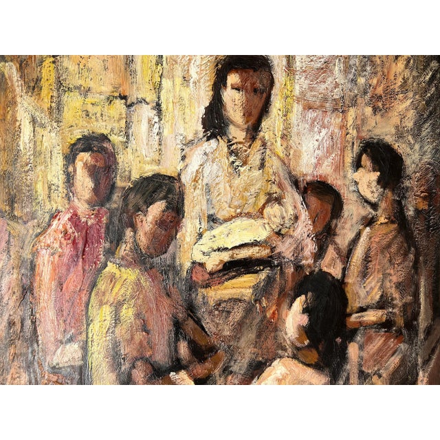 70's R. Bael Figurative Impressionist Abstract Oil Painting For Sale - Image 11 of 13