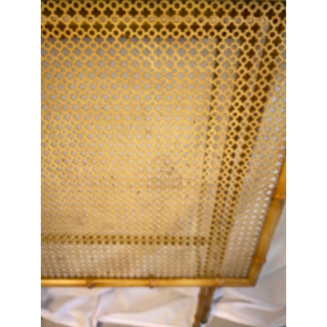 Vintage Metal Faux Bamboo & Faux Cane Collapsible Table For Sale In Portland, OR - Image 6 of 9