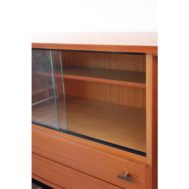 Black Teak Sideboard with Glazed Centre by Marcel Gascoin for Alveole, France, 1960s For Sale - Image 8 of 18