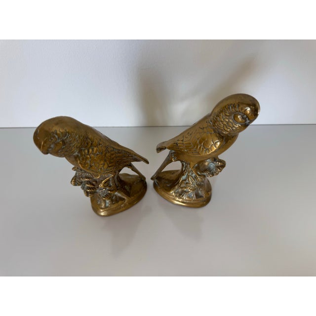 1980s Vintage Solid Brass Bird Bookends – A Pair For Sale - Image 5 of 12