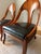 Rare Pair of Mid-Century Michael Taylor for Baker Mahogany Spoonback Slipper Chairs – All Original Black Leather & Brass Tacks For Sale - Image 10 of 14