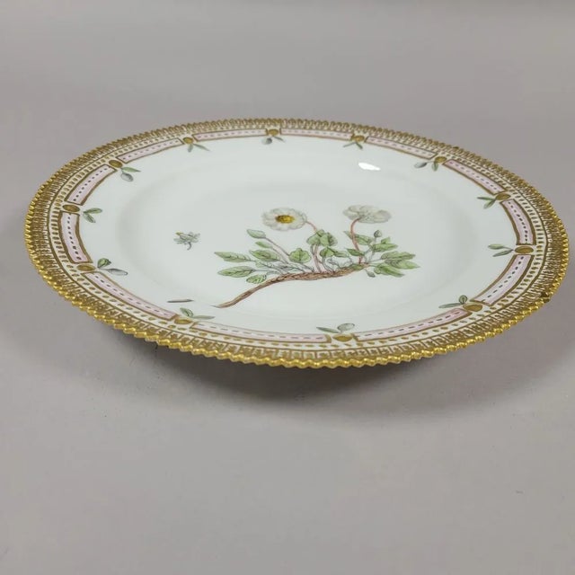 Royal Copenhagen Antique Royal Copenhagen Flora Danica “Dryas Octopetala” Botanical Dinner Plate, Iceland National Flower For Sale - Image 4 of 7
