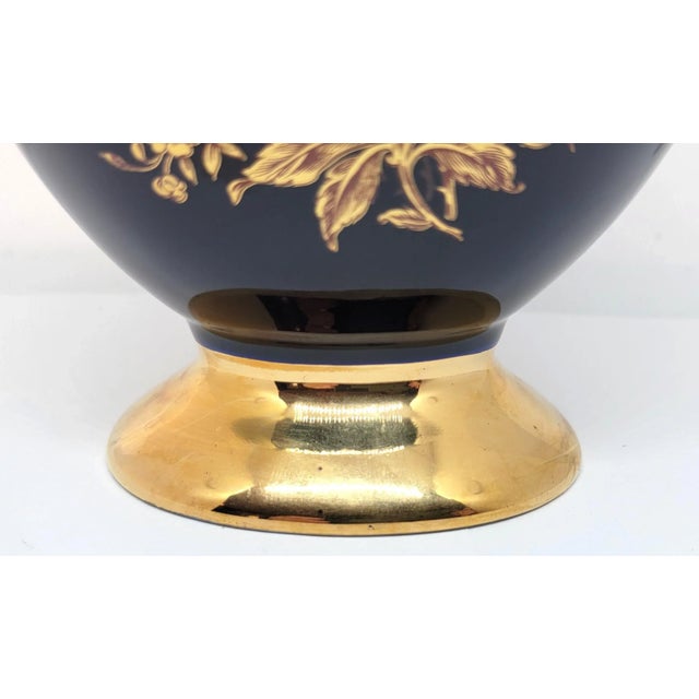 Ceramic Late 20th Century L. Bernardaud Limoges Cobalt Blue and Gold Vase For Sale - Image 7 of 13