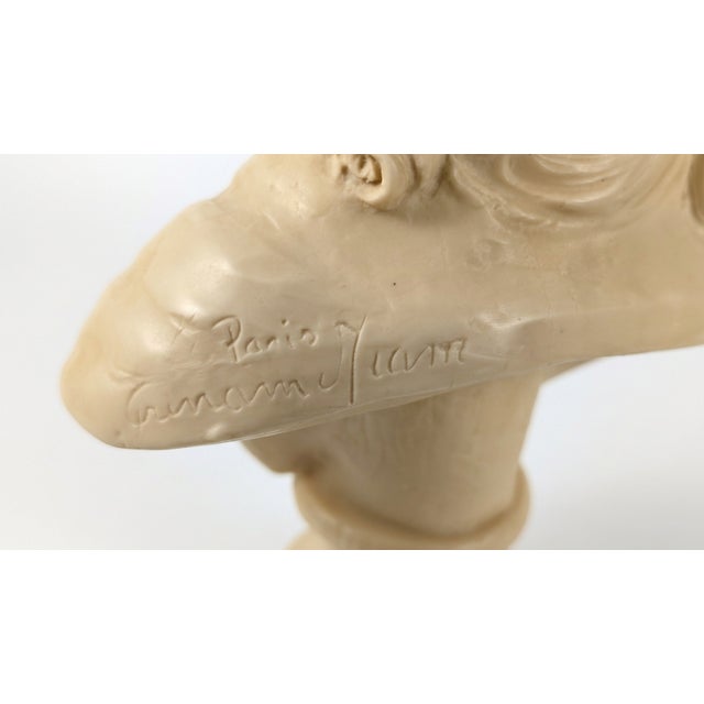 Mid 20th Century Large Vintage Italian Bust of a French Peasant Girl on Pedestal – Signed "Paris Grinam Niam" For Sale - Image 5 of 6