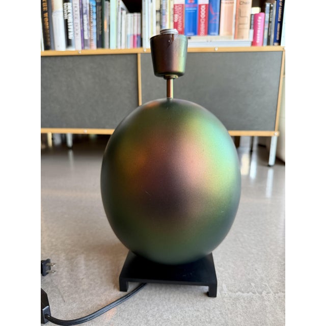 Contemporary Vintage Fine Art Lamps Iridescent Metal Spherical Table Lamp Dimmer For Sale - Image 3 of 15