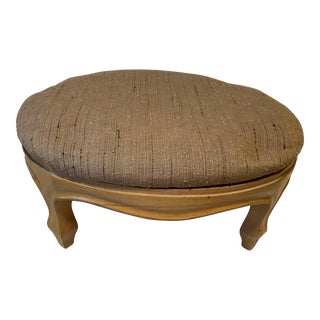 Vintage Upholstered Wood Foot Stool For Sale