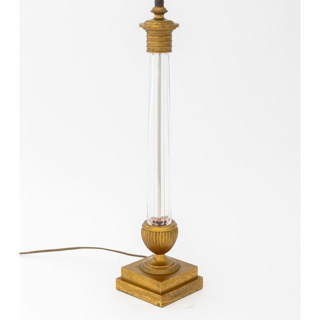 Neoclassical Style Gilt Metal Mounted Glass Lamp For Sale - Image 4 of 6