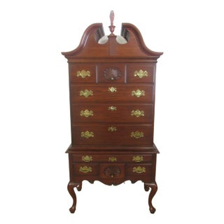 1980s Henkel Harris Highboy Chest of Drawers Tall Cherry Designer For Sale