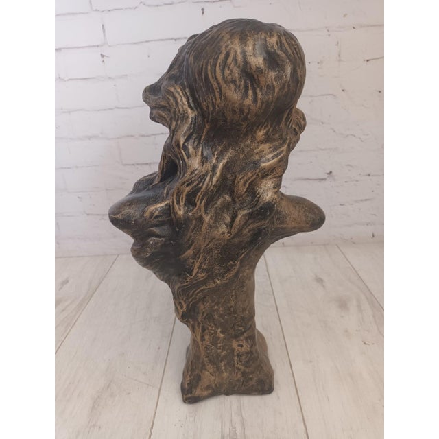 Vintage Art Nouveau Bust of Young Woman, 1960 For Sale - Image 12 of 17