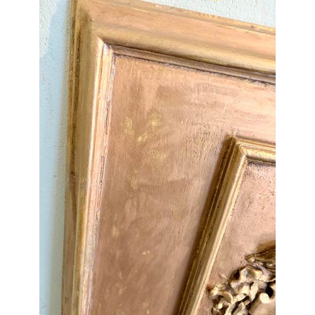 Wood Vintage French Louis XVI Style Giltwood Trumeau Mirror With Heraldic Crest For Sale - Image 7 of 12