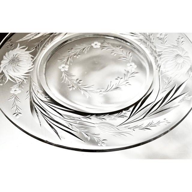 1930s Vintage Hawkes 'China Aster' Pattern Crystal Plates- Set of 13 For Sale - Image 4 of 6