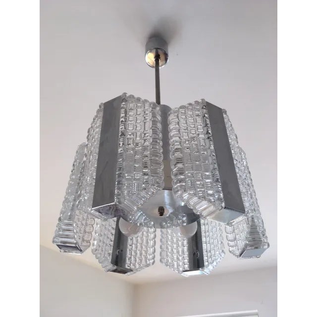 Metal Mid-Century Drum Chandelier by Kaiser Leuchten For Sale - Image 7 of 9